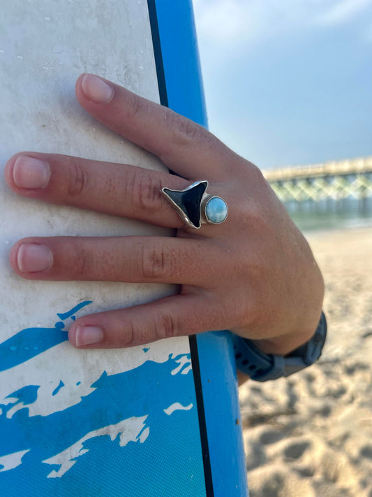 Ocean's Edge Ring with Larimar stone